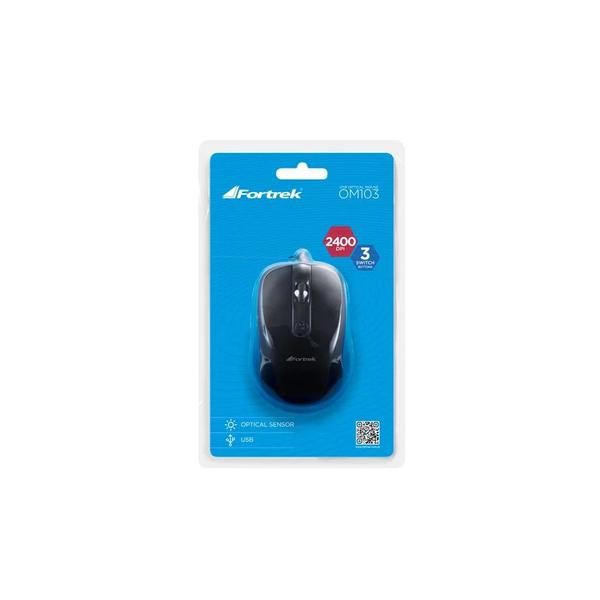 Imagem de Mouse Óptico Fortrek OM-103 USB 2400 DPI - Preto