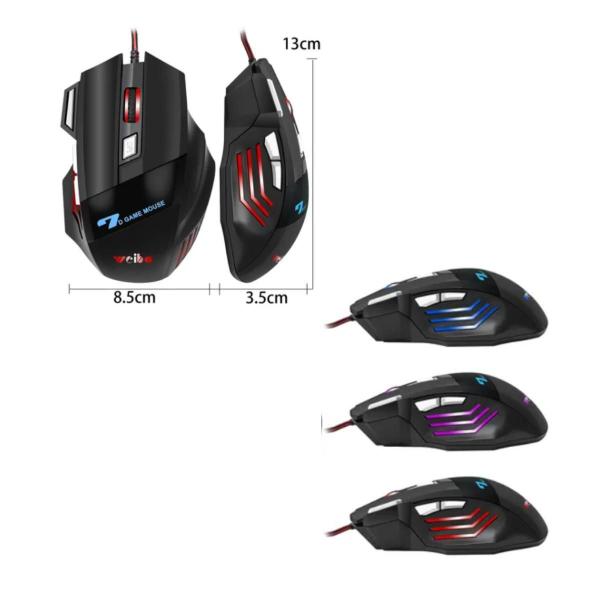 Imagem de Mouse Óptico Gamer Rgb 7 Botões 3200Dpi Usb Weibo X7