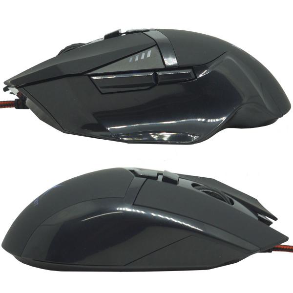 Imagem de Mouse Óptico Gamer Usb 2400 Dpi 6 Botões Led Rgb 4 Cores Cabo Infokit X Soldado GM-601 Preto