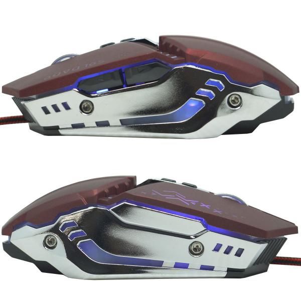 Imagem de Mouse Óptico Gamer Usb 2400 Dpi 6 Botões Led Rgb 4 Cores Cabo Infokit X Soldado GM-705