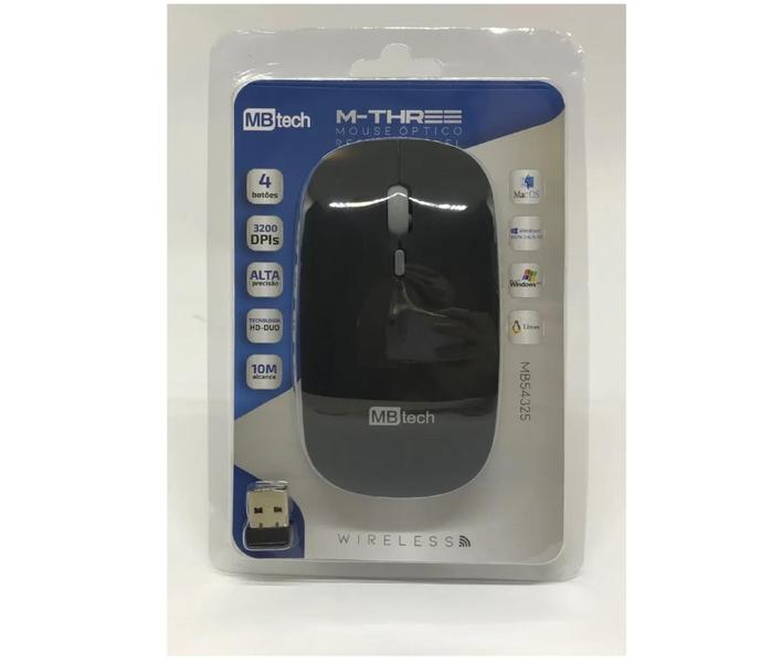 Imagem de Mouse Óptico Sem Fio Recarregável 3200Dpis Mb54325 Mbtech