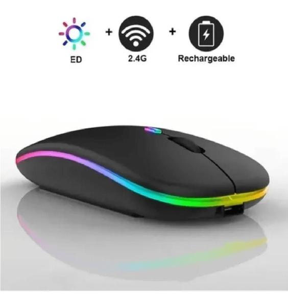 Mouse Optico Sem Fio Recarregável USB Led Rgb Wirelles Usb Note - Prime Mouse Optico Sem Fio Recarregável USB Led Rgb Wirelles Usb Note - Prime