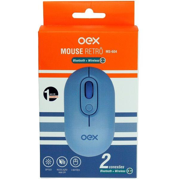 Imagem de Mouse Optico sem Fio Retro Azul OEX MS604