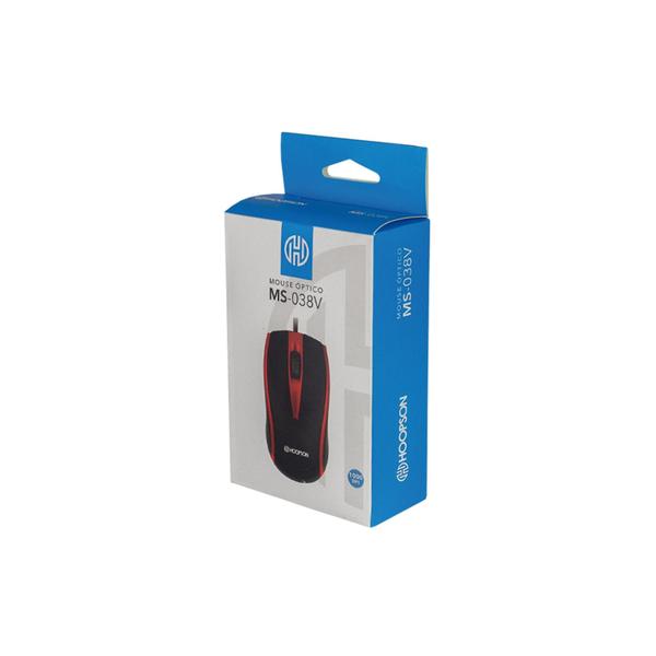 Imagem de Mouse Óptico Usb 1000 Dpi Hoopson Ms-038vr Vermelho Com Fio