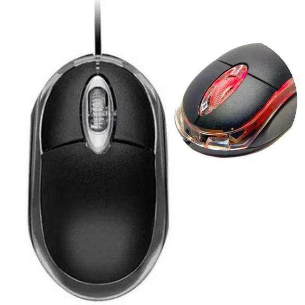 Imagem de Mouse Optico Usb Classic Box Preto Ms8010 Com Led Computador Note