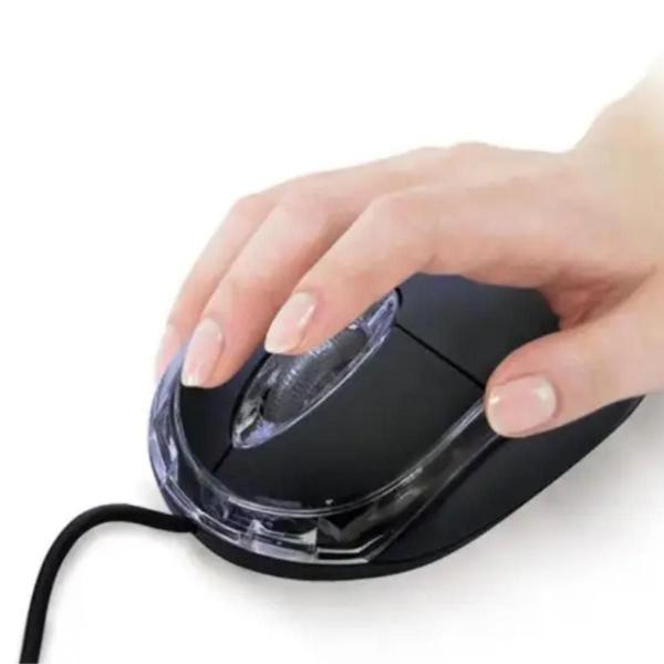 Imagem de Mouse Optico Usb Classic Box Preto Ms8010 Com Led Otimo