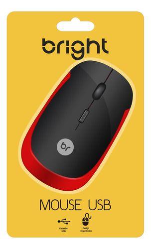 Imagem de Mouse Óptico USB Vermelho E Preto 1000 DPI - Bright 0180