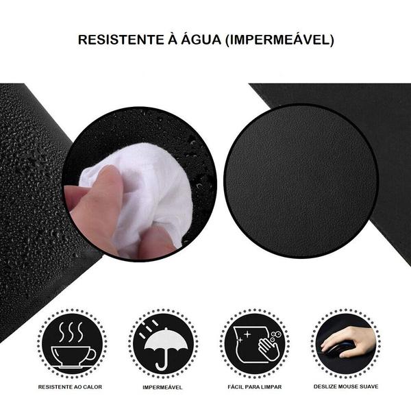 Imagem de Mouse Pad Antiderrapante Couro Para Trabalho 70X40 + porta copo