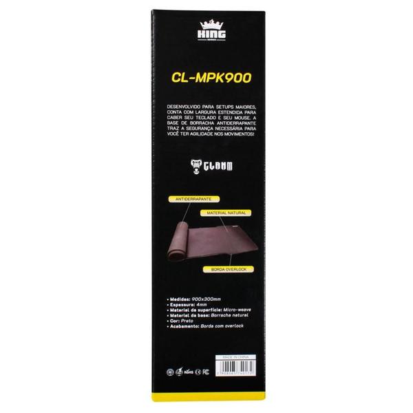 Imagem de Mouse Pad Clanm Espessura de 3mm Base Antiderrapante Superfície  Estampada Tamanho 900X300MM Borda Costurada Cor Preto