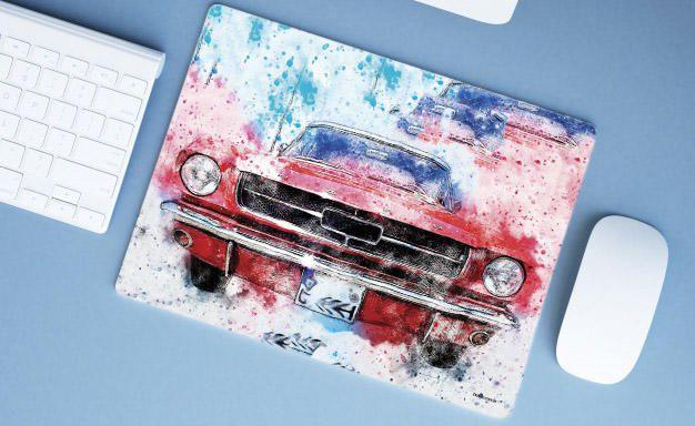 Imagem de Mouse Pad Emborrachado Personalizado Grande Carro Tunado Tunnig Desenho Aquarela