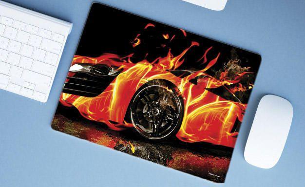 Imagem de Mouse Pad Emborrachado Personalizado Grande Carro Tunado Tunnig Fire Fogo Tunning