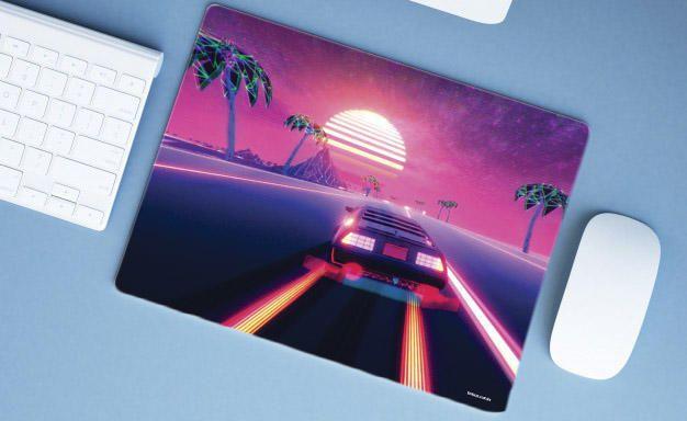 Imagem de Mouse Pad Emborrachado Personalizado Grande Carro Tunado Tunnig Na Praia Pôr de Sol