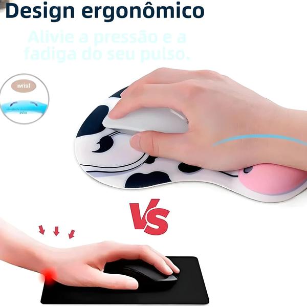 Imagem de Mouse Pad Ergonômico com Suporte de Pulso - Base de Borracha Antiderrapante