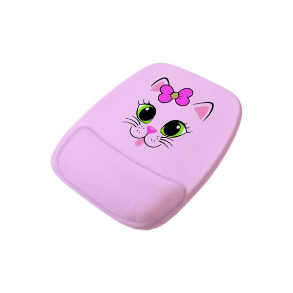 Imagem de Mouse Pad Ergonomico Gatinha Lacinho Gato Rosa