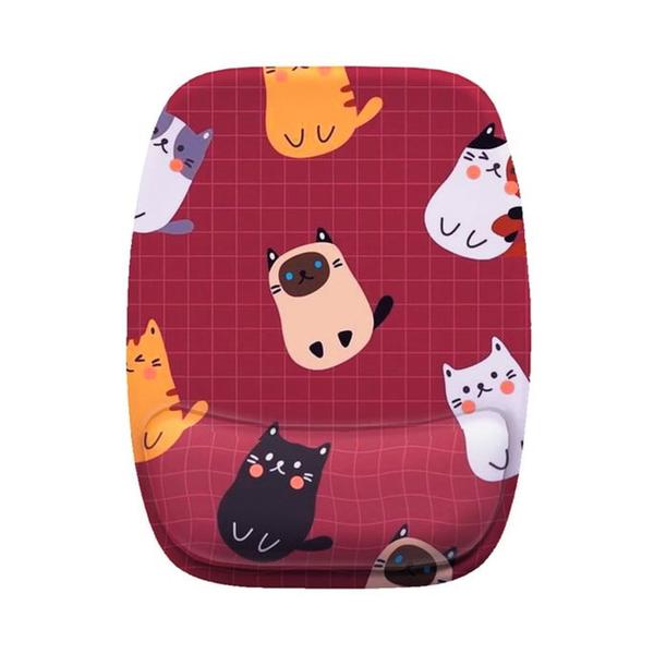 Imagem de Mouse Pad Ergonomico Gatos Fofinhos Xadrez Cat