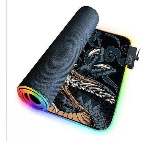 Imagem de Mouse Pad Extra Grande Gamer Dragao Led Rgb 80x30cm