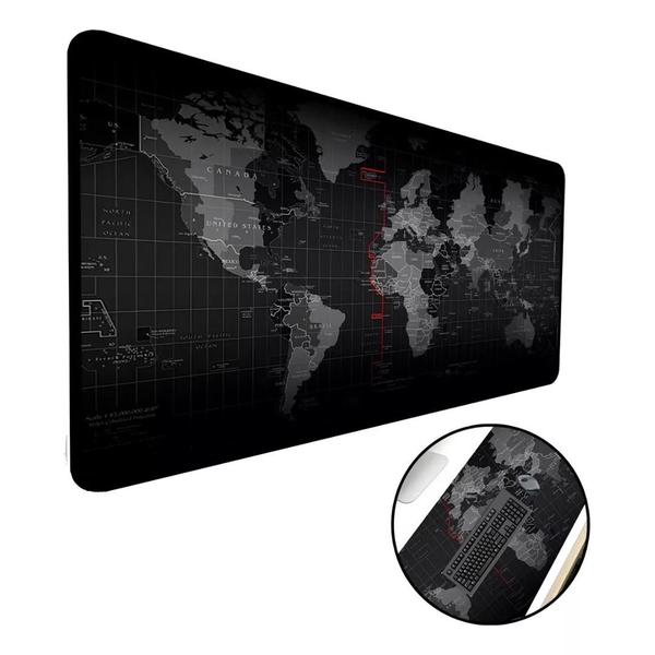 Imagem de Mouse Pad Gamer 70x35 Mapa do Mundo Matrix Anti Derrapante