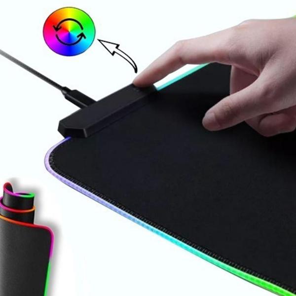 Imagem de Mouse Pad Gamer Borda Iluminada Led Rgb 7 Cores 25Cmx35Cm