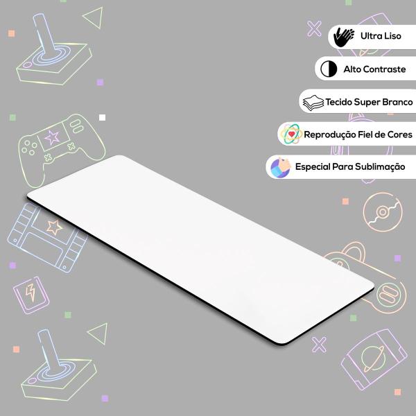 Imagem de Mouse Pad Gamer Branco Retangular para Sublimação - 70x30 Ultra Liso de Alto Contraste