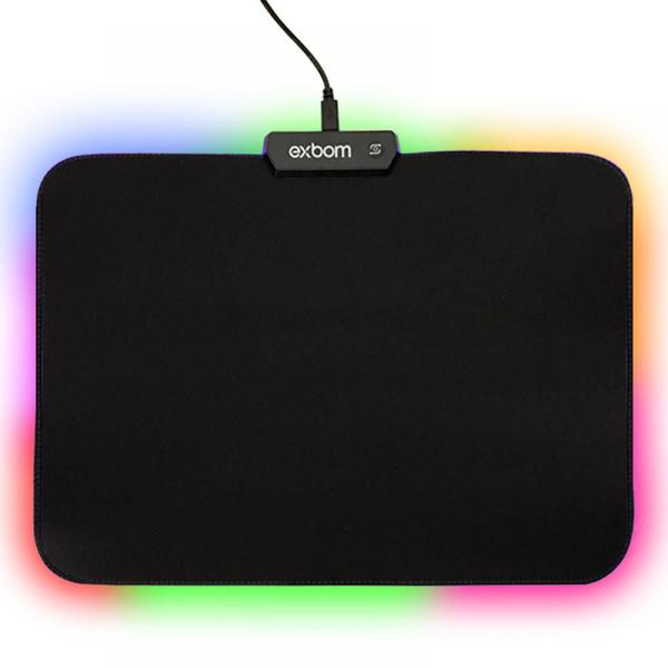 Imagem de Mouse Pad Gamer Com Led Rgb Botão Rainbow Cometa Mp-Led2535