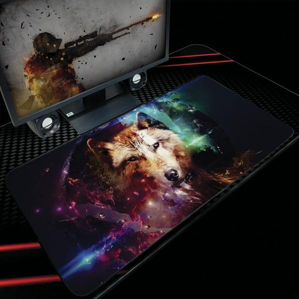 Imagem de Mouse Pad Gamer De Tecido Neoprene Speed 70cm X 35cm Lobo