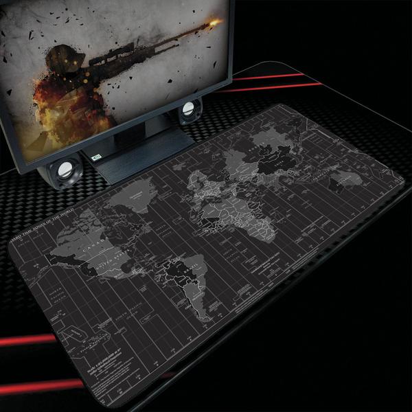 Imagem de Mouse Pad Gamer De Tecido Neoprene Speed 70cm X 35cm Mapa Mundi Preto