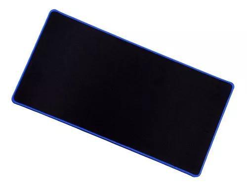 Imagem de Mouse Pad Gamer De Tecido Speed Neoprene 70cm X 35cm Preto Borda Azul