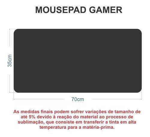 Imagem de Mouse Pad Gamer De Tecido Speed Neoprene 70cm X 35cm Preto Borda Azul