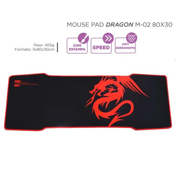 Imagem de Mouse Pad Gamer Dragon Speed 80X30Cm Preto Un