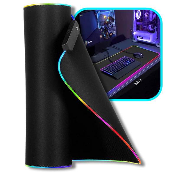 Imagem de Mouse Pad gamer emborrachado Grande Speed Borda Led Novo