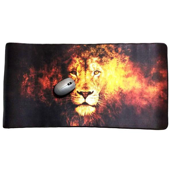 Imagem de Mouse Pad Gamer Extra Grande 700x350x3mm Bordas Costuradas e Base Antiderrapante Modelo Leão Exbom MP-7035C