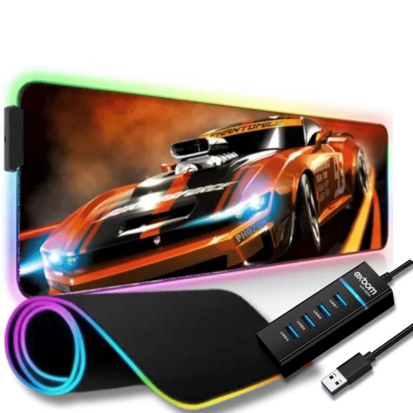 Imagem de Mouse PAD Gamer Extra Grande LED na borda com HUB