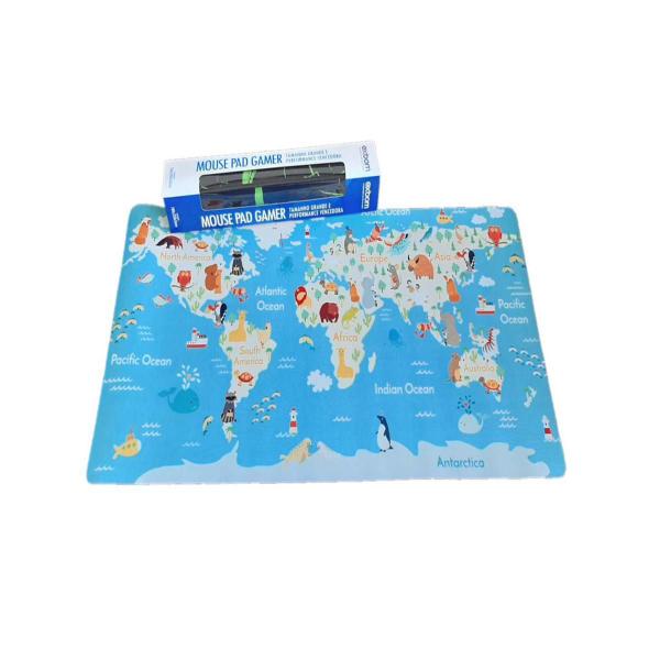 Imagem de Mouse Pad Gamer Extra Grande Mapa Mundi Animais 700X350X3Mm