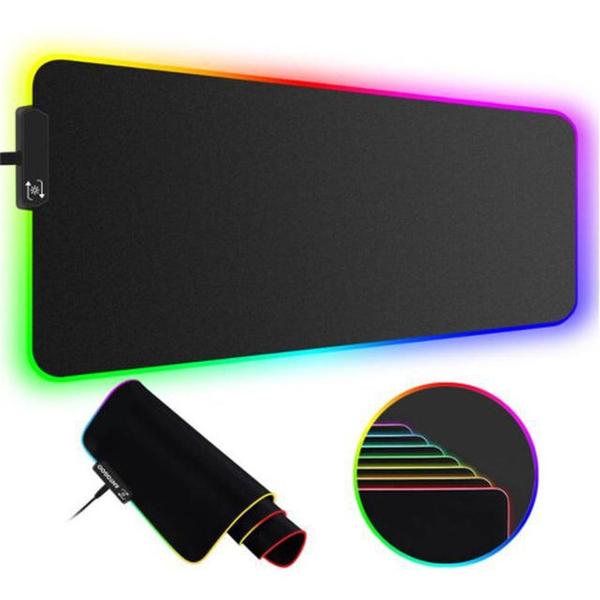 Imagem de Mouse pad gamer grande com led rgb 7 cores 30cm x 80cm- exbom - mp-led3080