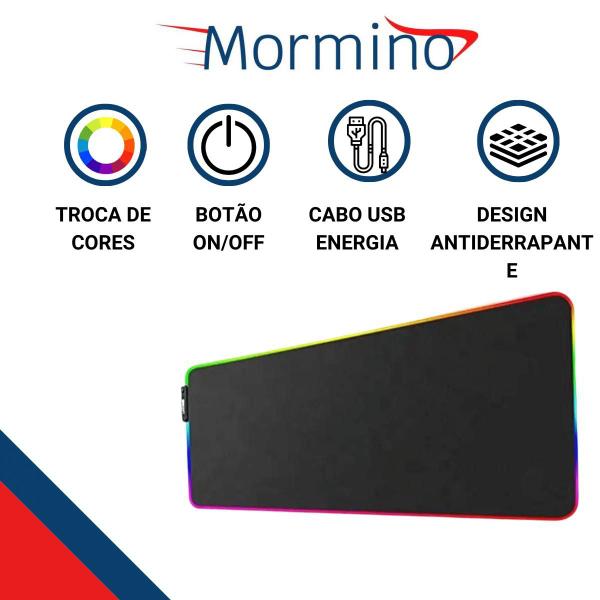 Imagem de Mouse PAD Gamer Grande Ultra performance com LED Colorido na borda