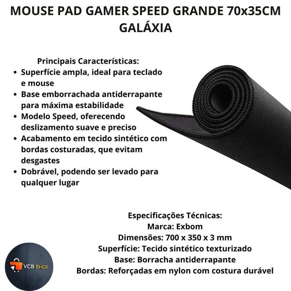 Imagem de MOUSE PAD GAMER SPEED GRANDE 70x35CM - GALAXIA