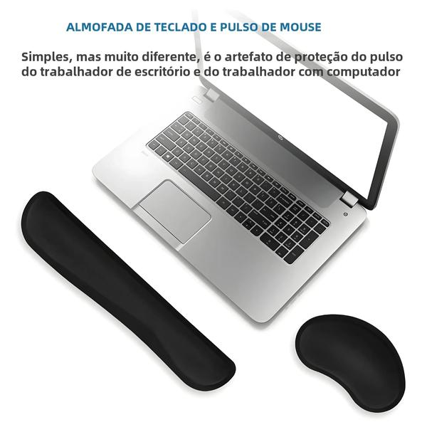 Imagem de Mouse Pad Grande Antiderrapante com Suporte de Pulso - Espuma de Memória