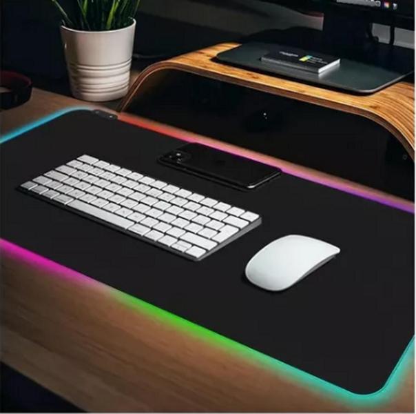 Imagem de Mouse Pad Led RGB 7 Modos de Iluminação Preto Liso