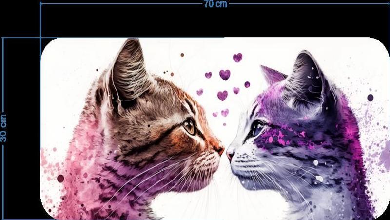 Imagem de Mouse Pad Neoprene 3mm 70x30cm Casal de Gatinhos