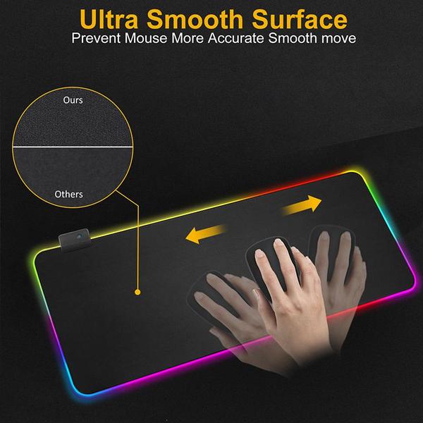 Imagem de Mouse pad para jogos RGB de tamanho grande à prova d'água com 7 modos de iluminação