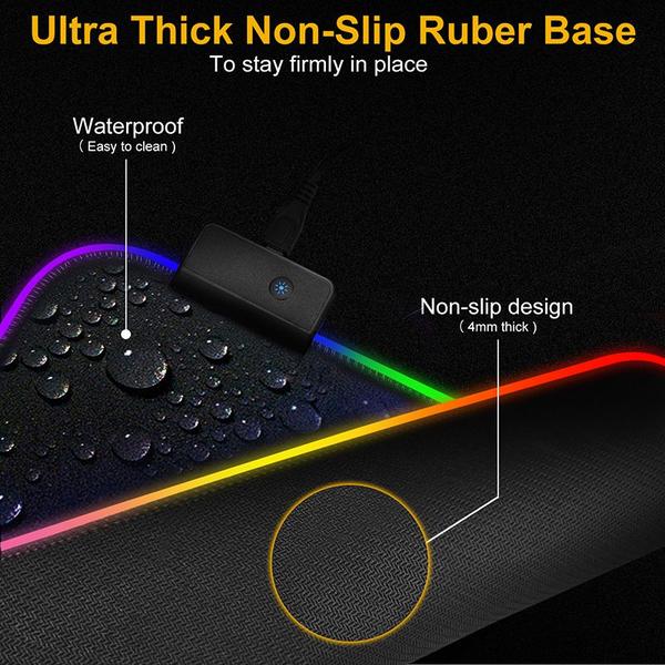 Imagem de Mouse pad para jogos RGB de tamanho grande à prova d'água com 7 modos de iluminação