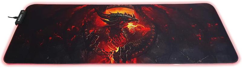 Imagem de Mouse Pad Speed LED RGB 80x30cm Borda Costurada Antiderrapante Dragão Exbom