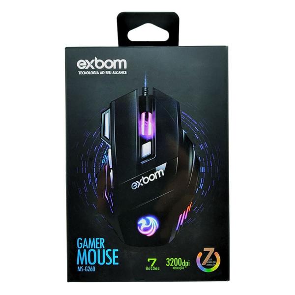 Imagem de Mouse Para Jogo Gamer USB 7 Botões Preto Luz Rgb Colorido Ms-g260