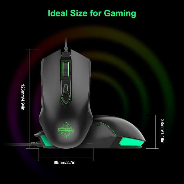 Imagem de Mouse para jogos AJAZZ AJ52 RGB retroiluminado 2400 Dpi, luz de fundo LED USB