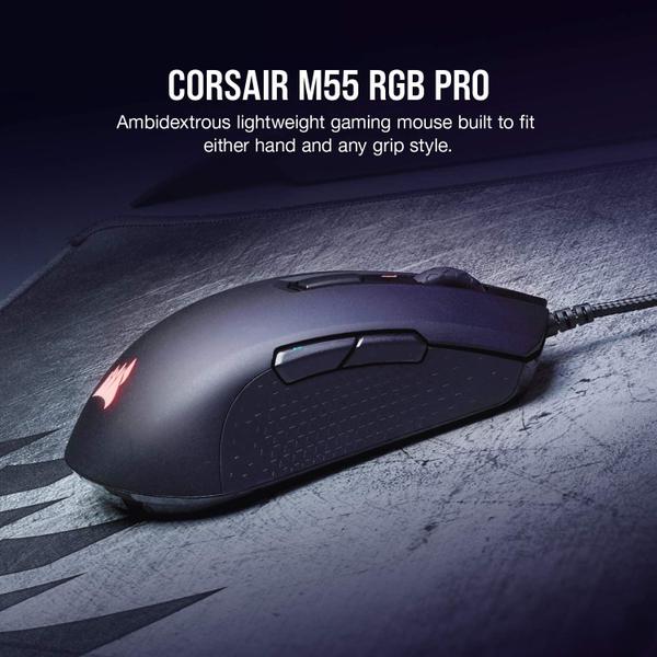 Imagem de Mouse para jogos Corsair M55 RGB Pro com fio ambidestro de 12.400 DPI