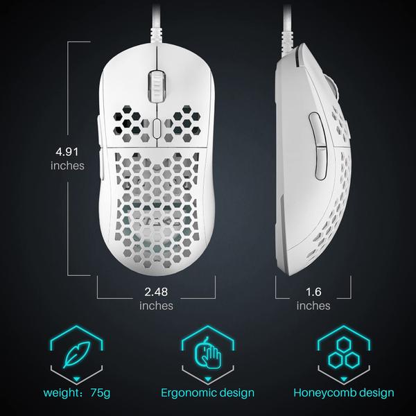 Imagem de Mouse para jogos DIERYA Falcon Honeycomb RGB 16000 DPI branco