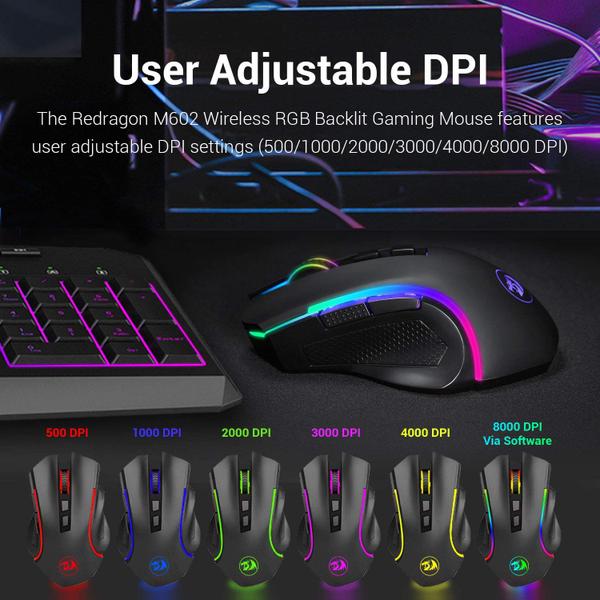 Imagem de Mouse para jogos Redragon M602 Griffin RGB 7200 DPI Wireless