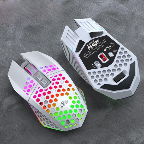 Imagem de Mouse para jogos sem fio X801 Mouse para jogos oco em favo de mel projetado ergonomicamente