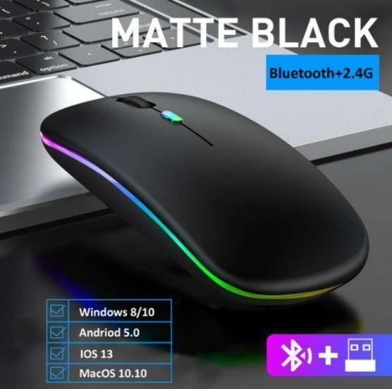 Imagem de Mouse Recarregável Bluetooth 2.4GHz 1600 DPI Dual Mode