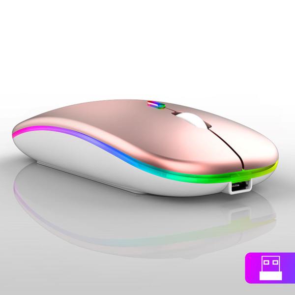 Imagem de Mouse Recarregável Bluetooth Sem Fio Gamer  Led Rgb 2.4 ghz